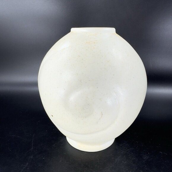 Vintage Hand Made Stoneware Pottery Vase Vessel Shell Swirl Pattern Hand Crafted - Picture 13 of 15